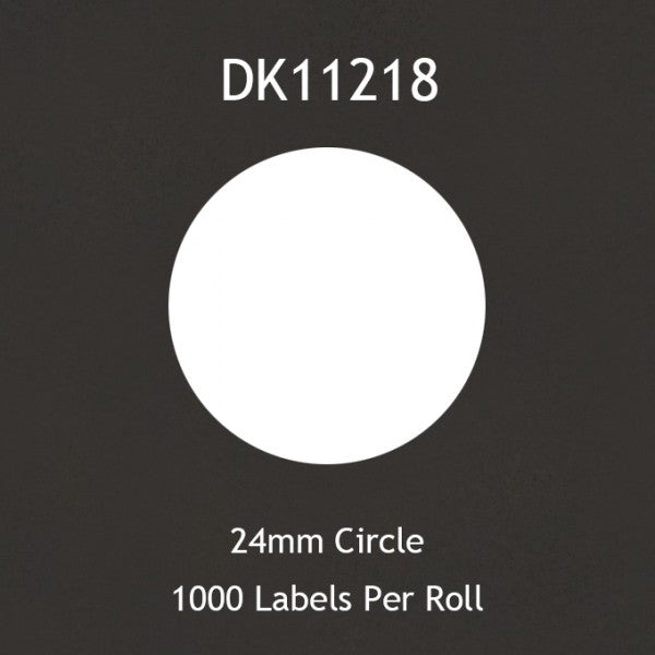 Brother Compatible DK11218 Circle Labels 24mm - Roll of 1000 Labels