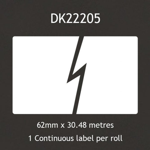 Brother Compatible DK22205 Continuous Label 62mm x 30.48m