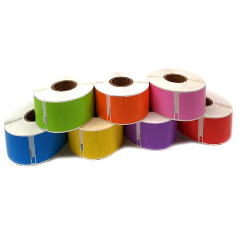 Dymo Compatible 99012 LabelWriter Labels 89x36mm - PACK OF 7 ROLLS OF ASSORTED COLOURS - Each Roll has 350 Labels
