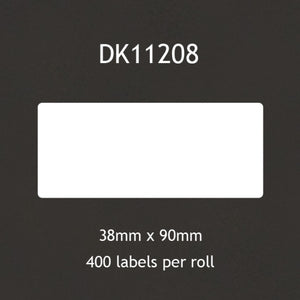 Brother Compatible DK11208 Large Address Labels 38x90mm - Roll of 400 Labels
